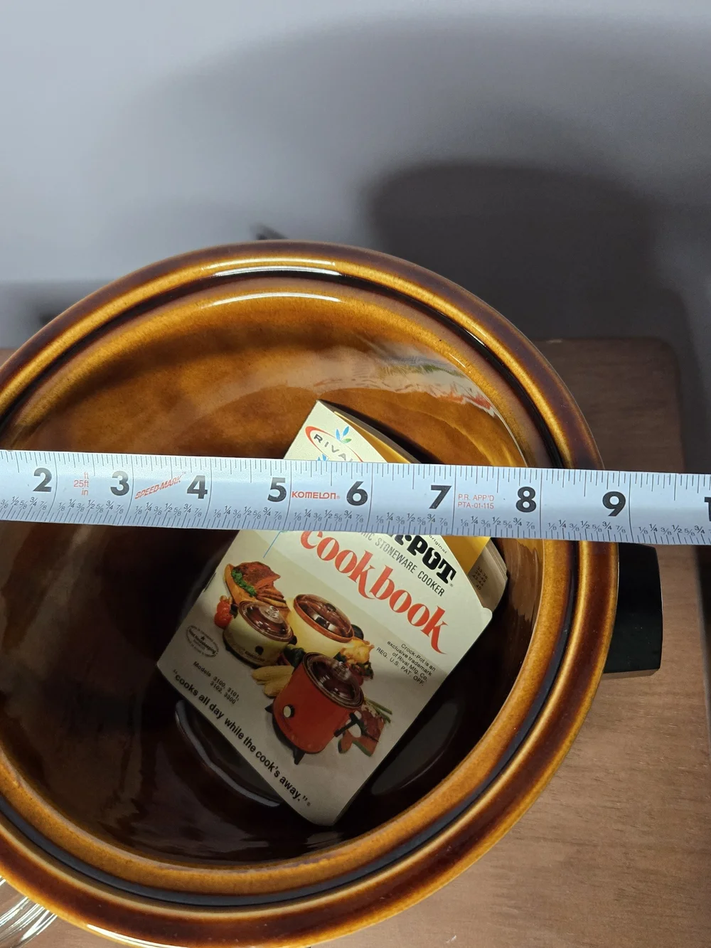 Vintage Rival Orange Crock-Pot With Glass Lid And Book, Very Nice